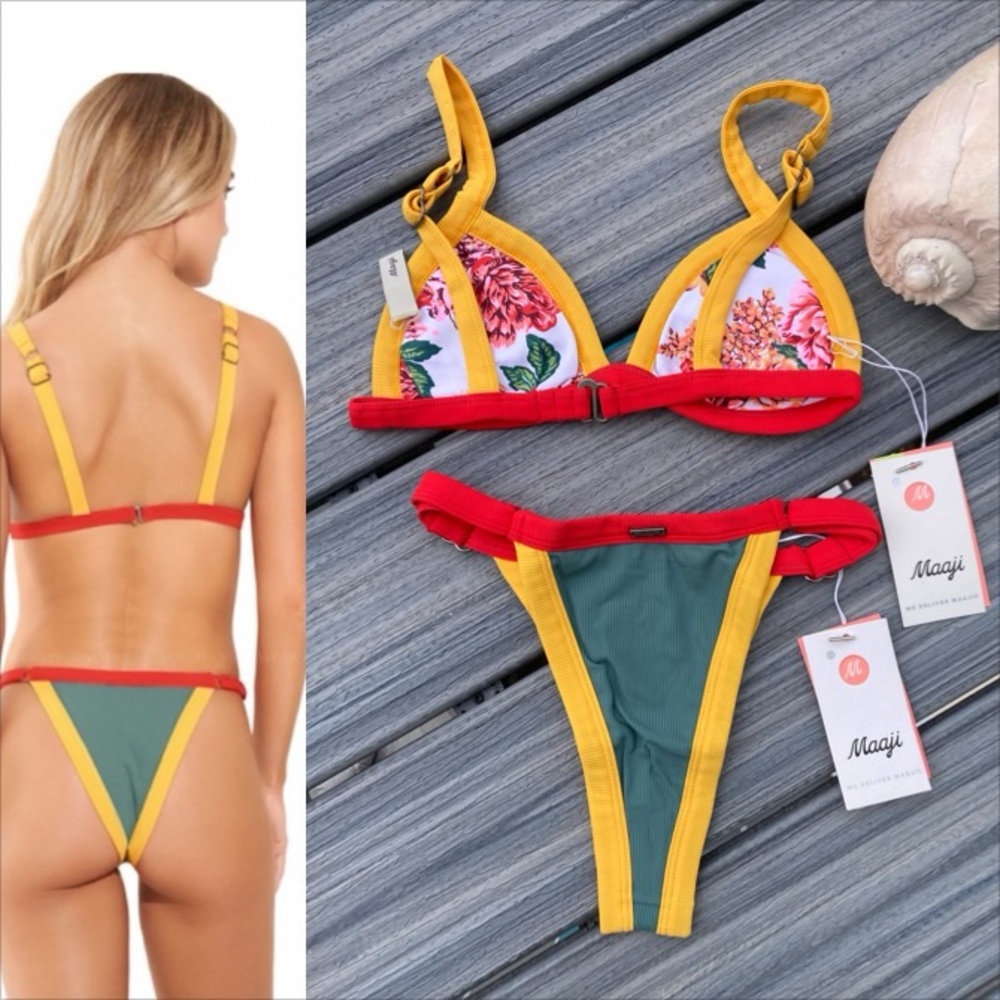 MAAJI x Revolve Set - Hyacinth Bikini Top & Lolita Cheeky High Leg Bottom - S - Picture 8 of 16